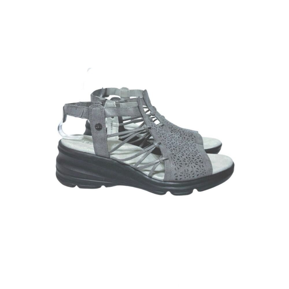 JBU Women's Size 11 Water Lily Wedge Sandals In Gunmetal Gray.